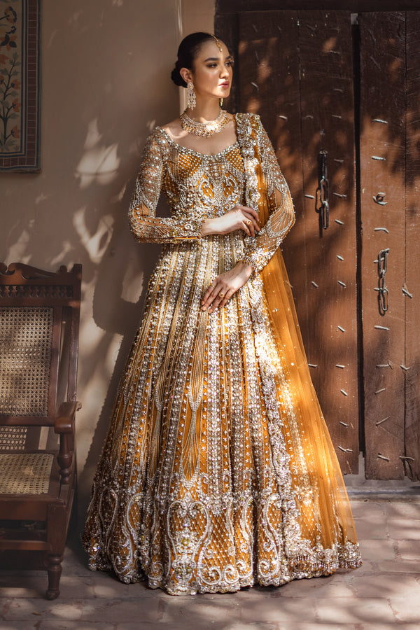 Classic Mustard and Silver Bridal Gown (B24-006)