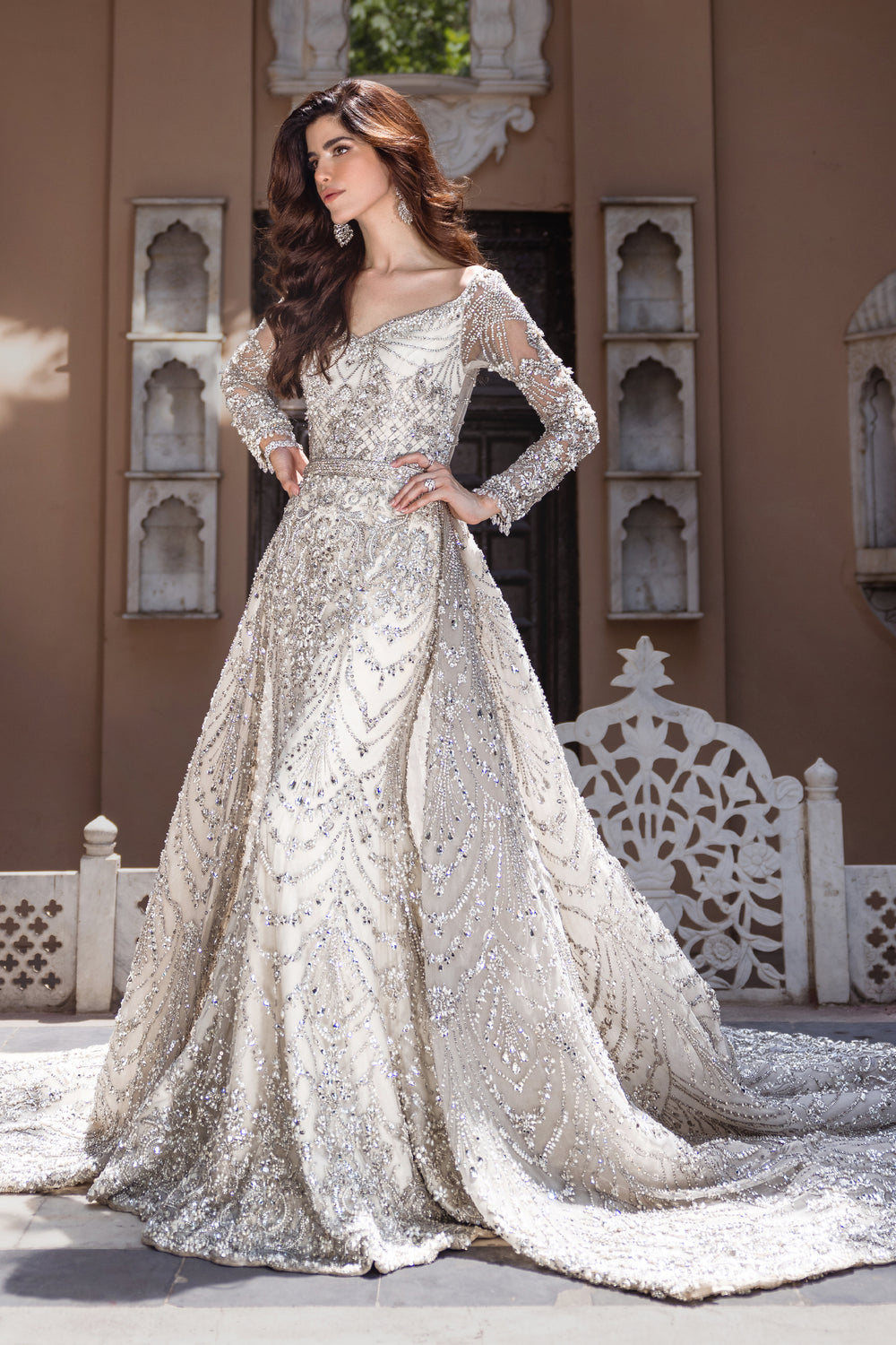 Reception Bridal Gown and Veil (B24-001)  Ayesha Shoaib Malik