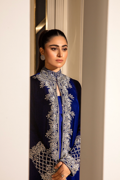 SC-005 Golden Saree - Ayesha Shoaib Malik - Saree main image 1